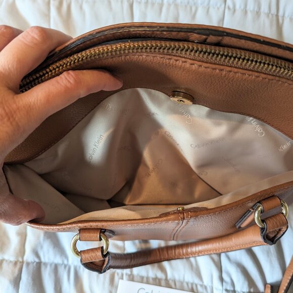 Like New Calvin Klein Leather Satchel - Picture 6 of 9